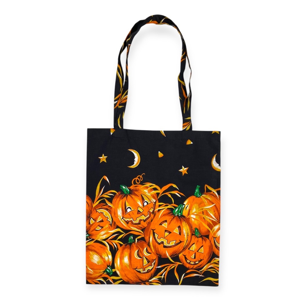 Vintage Handmade Halloween Pumpkin Shoulder Tote Bag - Picture 6 of 10